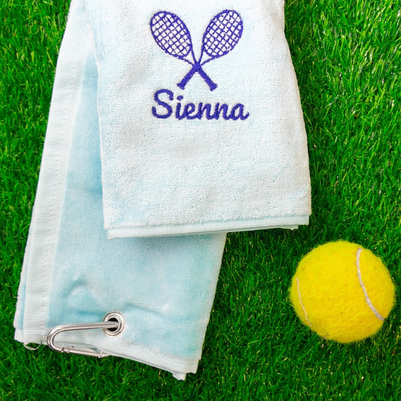 Personalized Embroidered Tri Fold Tennis Towel | Gift for Tennis Lover