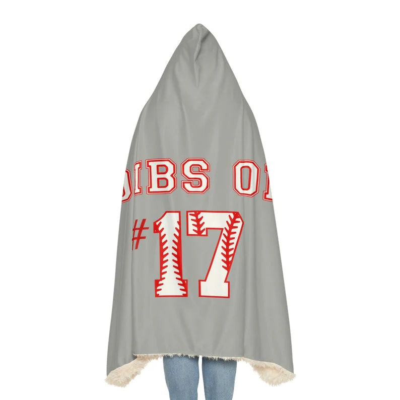 Personalized Dibs On Baseball Hooded Blanket, Game Day Snuggle Blanket, Custom Team Number Hooded blanket