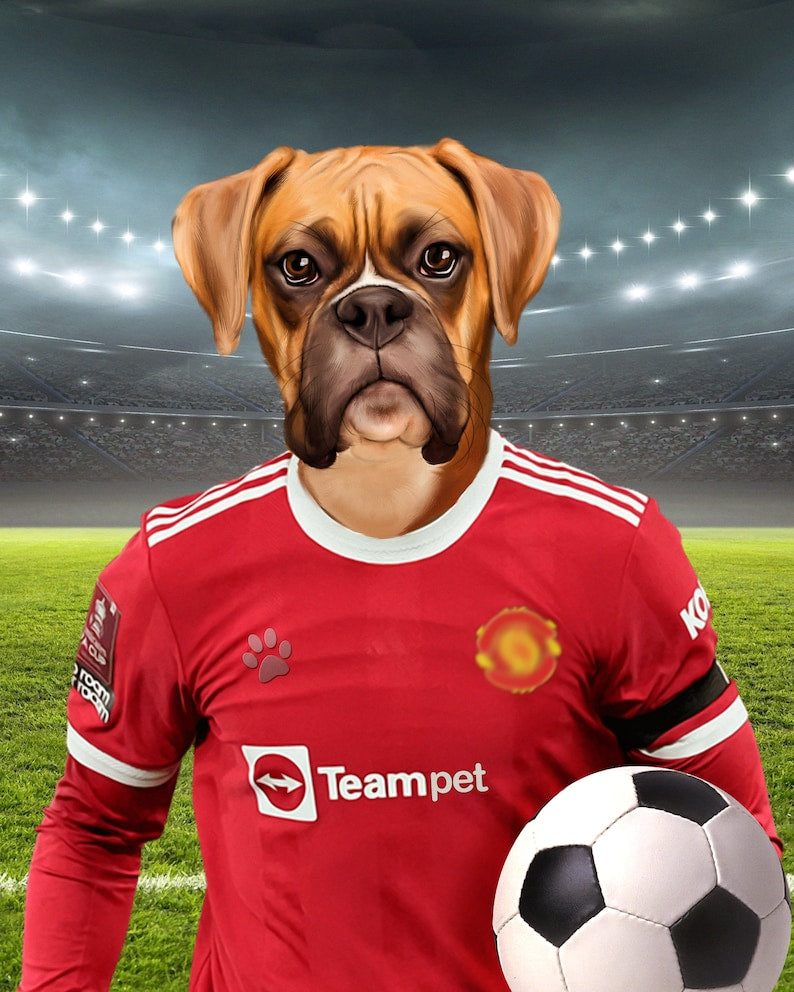 Soccer Dog, Custom Pet Portrait, Football Lover Gift, English Soccer