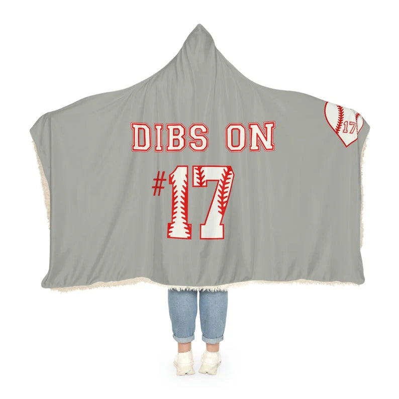 Personalized Dibs On Baseball Hooded Blanket, Game Day Snuggle Blanket, Custom Team Number Hooded blanket