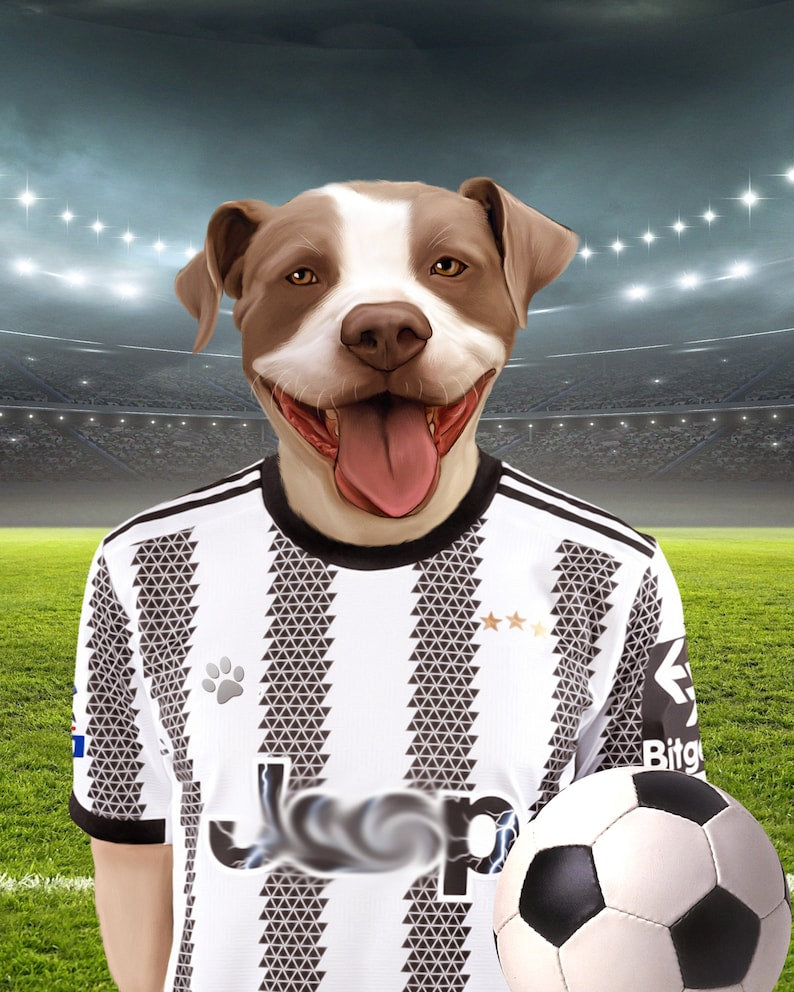 Soccer Dog, Custom Pet Portrait, Football Lover Gift, English Soccer