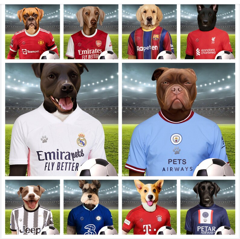 Soccer Dog, Custom Pet Portrait, Football Lover Gift, English Soccer