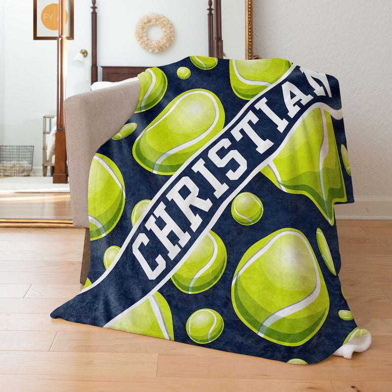 Tennis Custom Name Blanket Personalized - Gift for Players Seniors End of Year Team or Coaches Gift