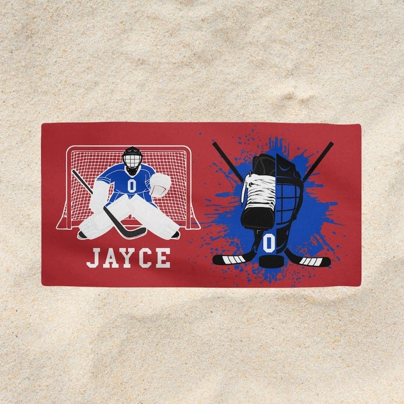 Hockey Goalie Beach Towel - Personalized - Perfect Gift for Hockey Players