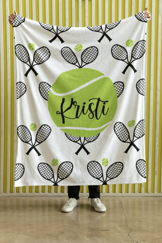 Tennis Velveteen Plush Blanket, Custom Tennis Blanket