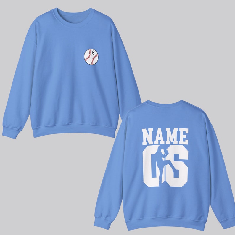 Custom Baseball Sweatshirt with Name and Number, Personalized Baseball Team Gifts, Custom Sports Crewneck