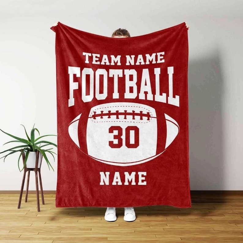 Personalized Football Blanket, Custom Football Gift for Husband Football Team SoftThrow Blankets