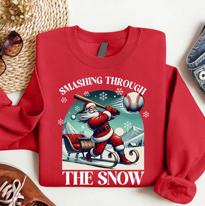 Santa Play Baseball Shirt，Baseball Christmas Sweatshirt