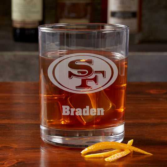 NFL San Francisco 49ers Engraved Old Fashioned Whiskey Glass, Gifts for Him, Football Gift, Father's Day Gifts