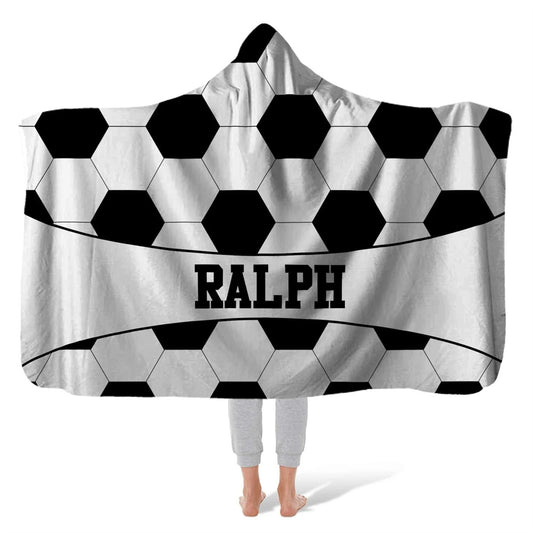 Hooded Sherpa Fleece Blanket: Soccer Ball