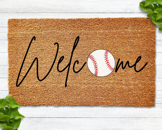Welcome Baseball Doormat, Welcome Mat, Baseball Door Mat, Fall Doormat, Spring Doormat, Doormat for Baseball, Baseball Lover Gift, Baseball