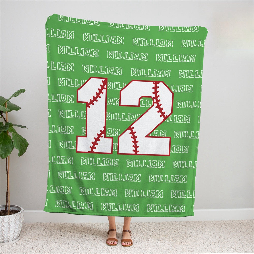 Personalized Baseball Blanket with Your Name, Sports Gift, Baseball Team Gift