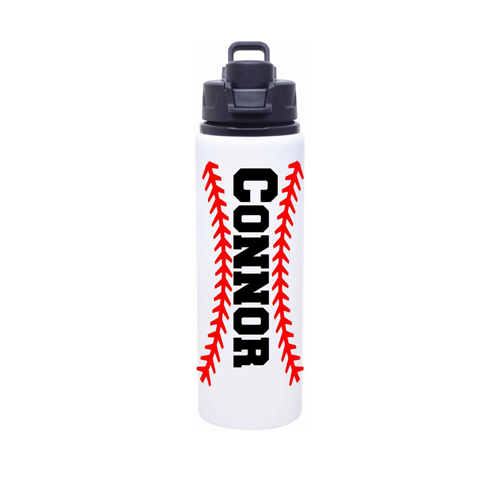 Baseball Water Bottle, Baseball Laces Water Bottle Personalized