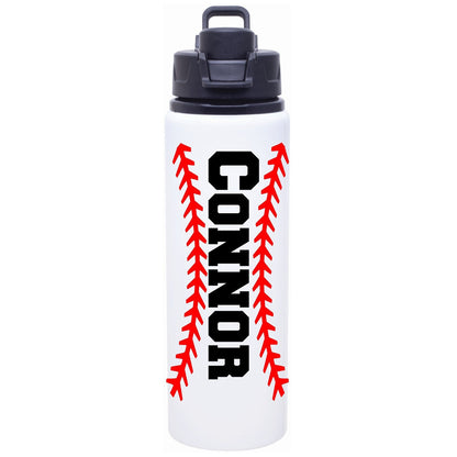 Baseball Water Bottle, Baseball Laces Water Bottle Personalized