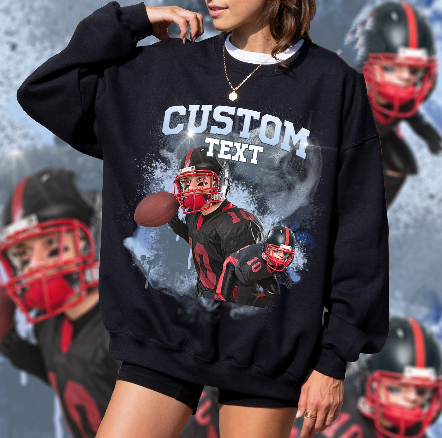 Custom American Football Player Sweatshirt, Custom Photo and Name Hoodie, Sports Sweatshirt, Photo Shirt, Football Hoodie, Personalized Gift