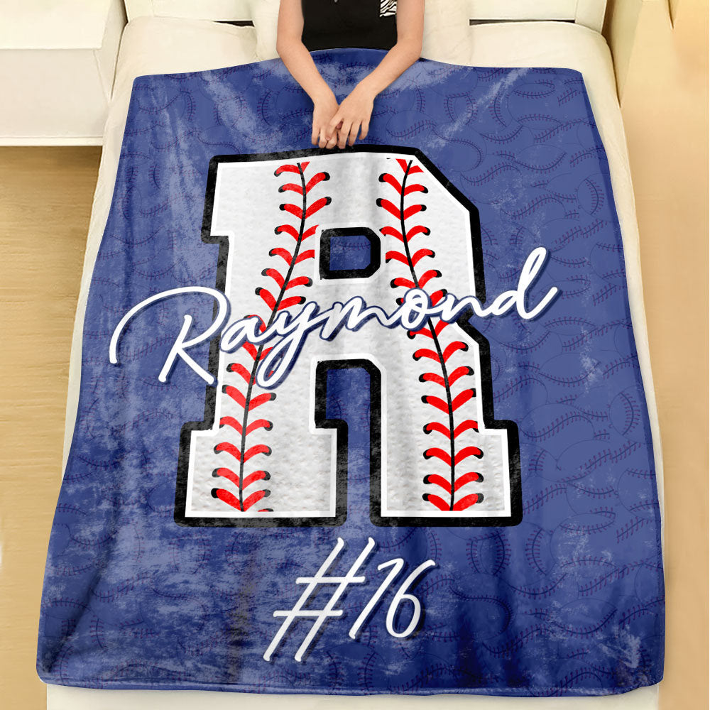 Personalized Baseball Blanket, Baseball Player Blanket, Custom Name Number Soft Cozy Sherpa Fleece Throw Blankets, Gift for Son, Dad, Team