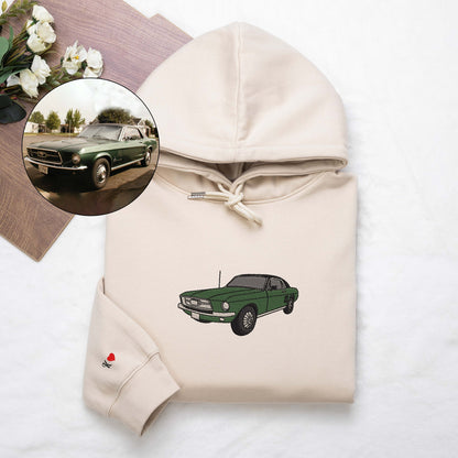 Christmas Gifts for Boyfriend, Custom Car Embroidered Hoodie, Car Lover Gift