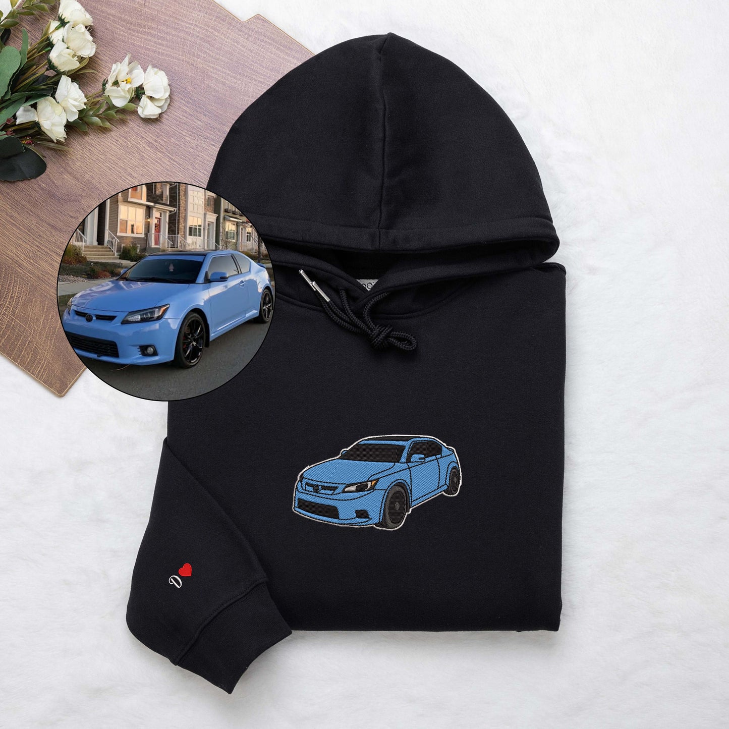 Christmas Gifts for Boyfriend, Custom Car Embroidered Hoodie, Car Lover Gift