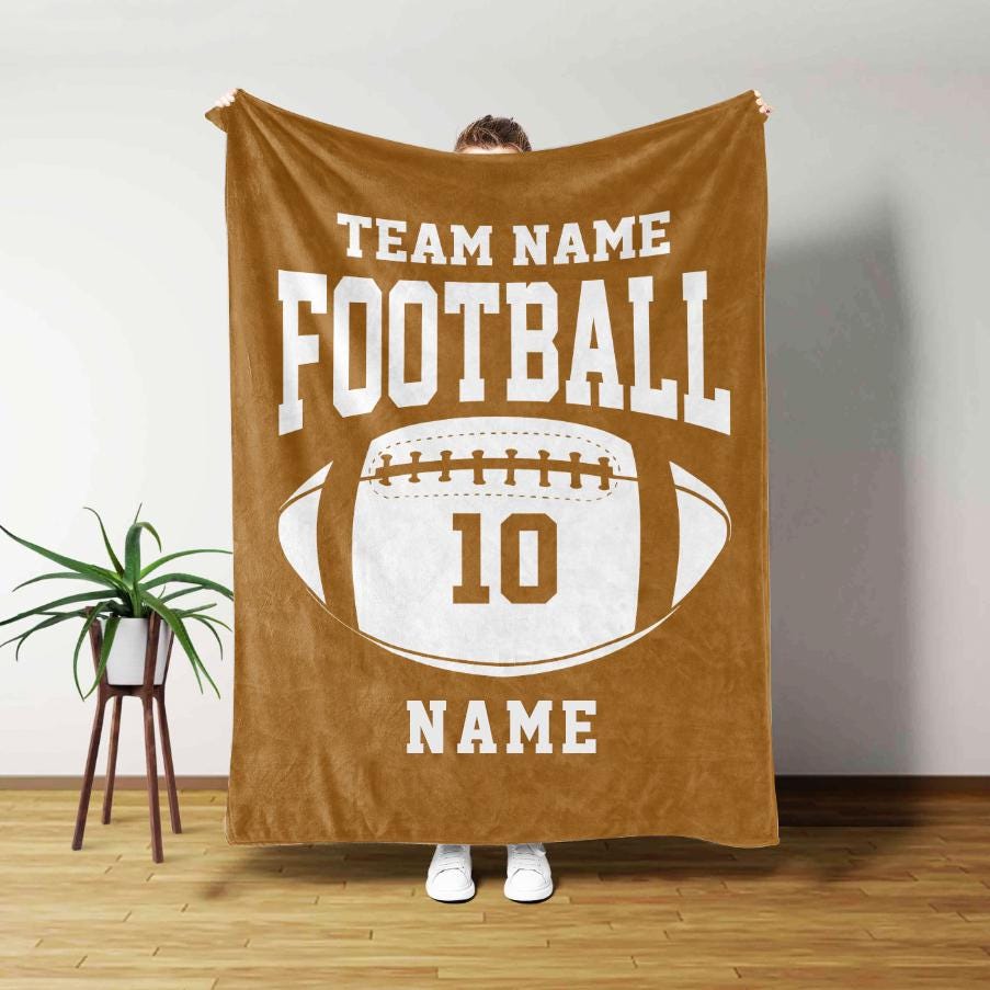 Personalized Football Blanket, Custom Football Gift for Husband Football Team SoftThrow Blankets