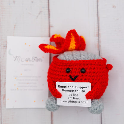 Emotional Support Dumpster Fire, Christmas Ornament, Stocking Stuffers, Crochet Dumpster Fire, Trashcan