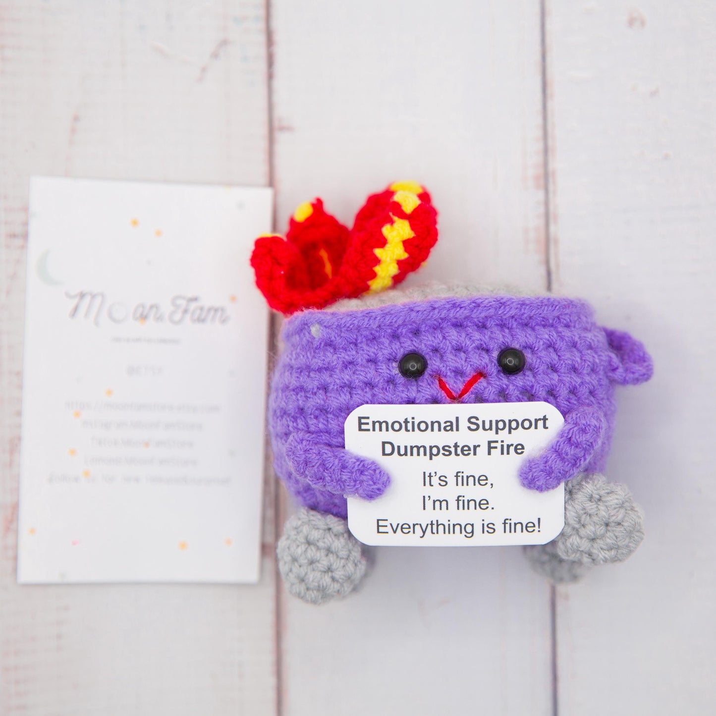 Emotional Support Dumpster Fire, Christmas Ornament, Stocking Stuffers, Crochet Dumpster Fire, Trashcan