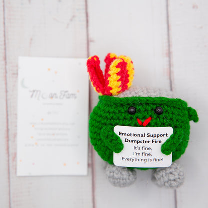 Emotional Support Dumpster Fire, Christmas Ornament, Stocking Stuffers, Crochet Dumpster Fire, Trashcan