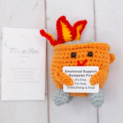 Emotional Support Dumpster Fire, Christmas Ornament, Stocking Stuffers, Crochet Dumpster Fire, Trashcan