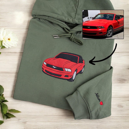 Christmas Gifts for Boyfriend, Custom Car Embroidered Hoodie, Car Lover Gift