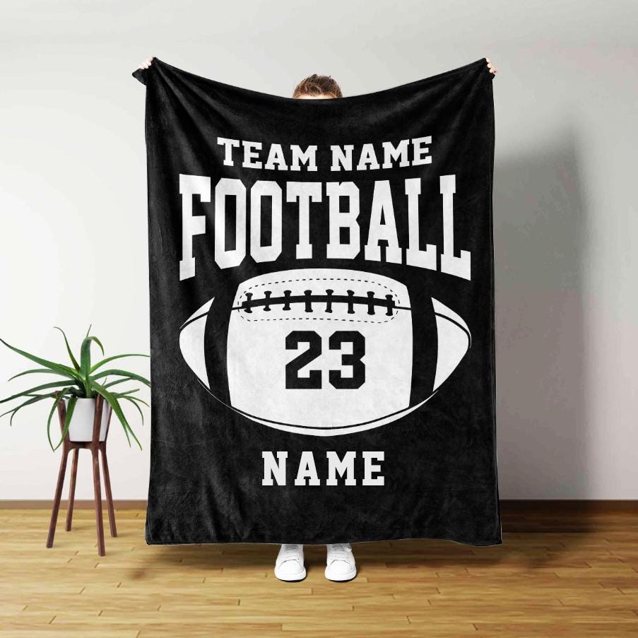 Personalized Football Blanket, Custom Football Gift for Husband Football Team SoftThrow Blankets