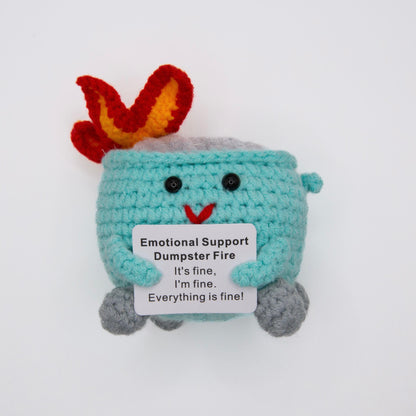 Emotional Support Dumpster Fire, Christmas Ornament, Stocking Stuffers, Crochet Dumpster Fire, Trashcan