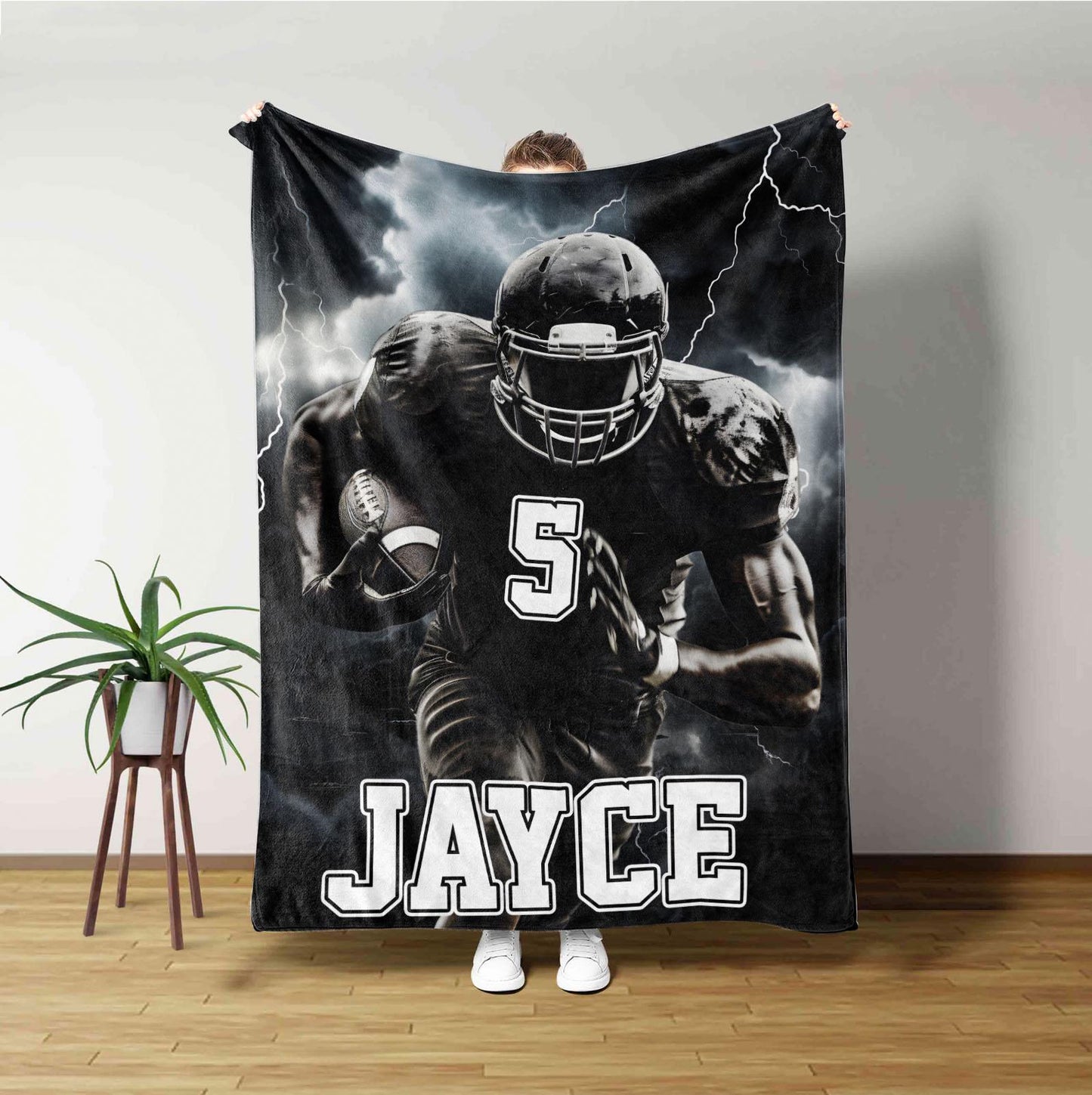 Personalized Name And Number American Football Player Blanket Gift For Football Fan