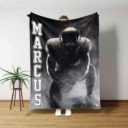 Personalized Name And Number American Football Player Blanket Gift For Football Fan