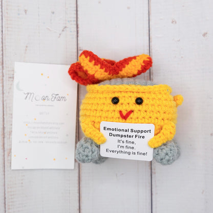 Emotional Support Dumpster Fire, Christmas Ornament, Stocking Stuffers, Crochet Dumpster Fire, Trashcan