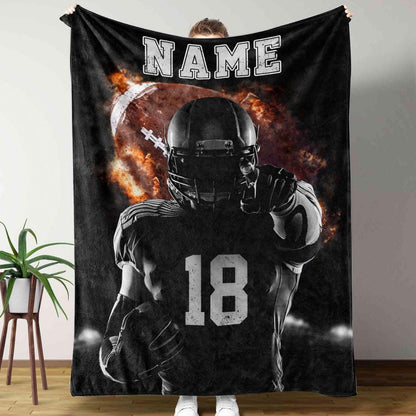 Personalized Name And Number American Football Player Blanket Gift For Football Fan