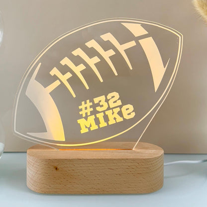 Personalized American Football Night Light - Custom LED Lamp for Players, Perfect Gift for Rugby  Fans, Unique Sports Decor