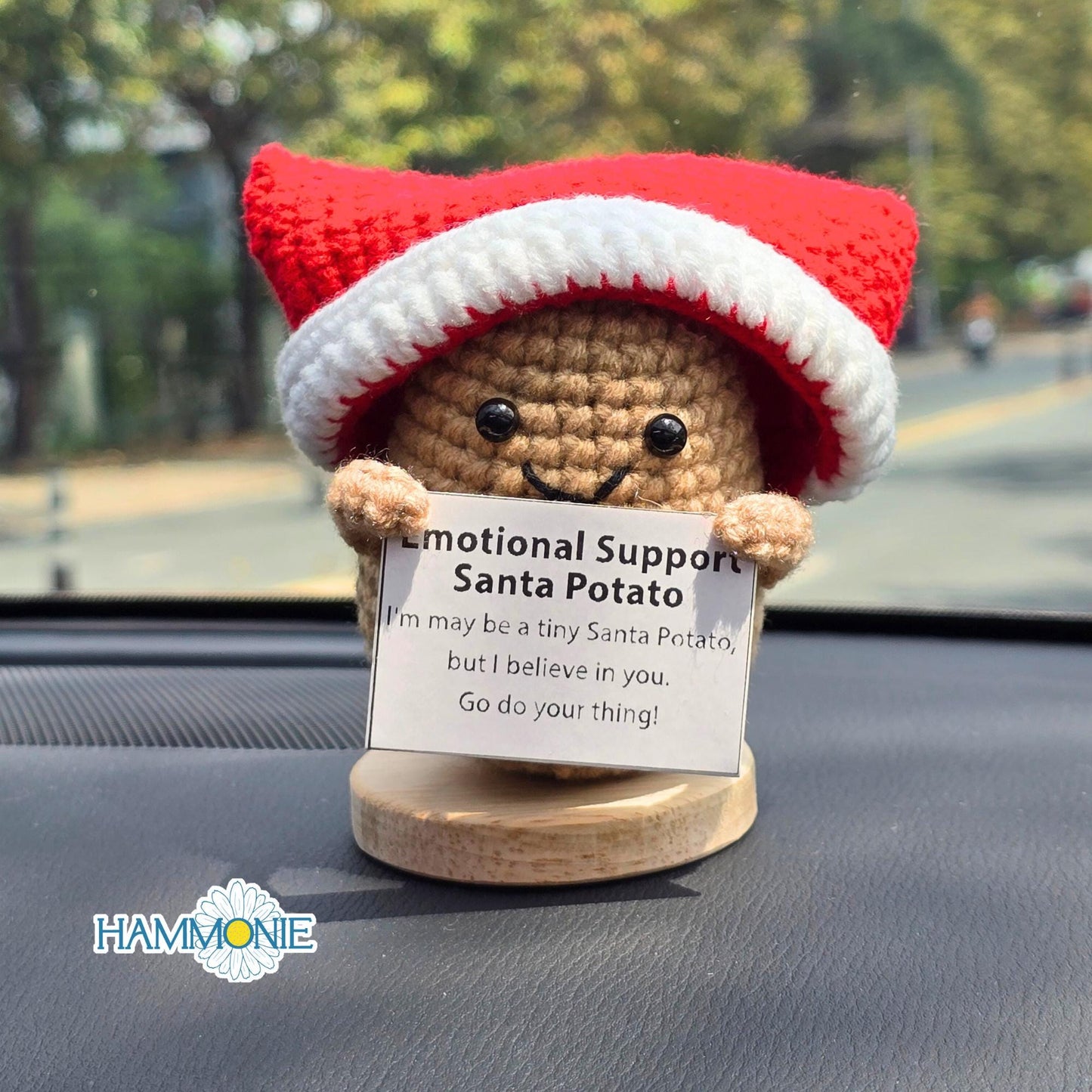 Crochet Emotional Support Santa Potato, Crochet Christmas Potato Seed in Gift Bag,Positive Gift Home Ornaments