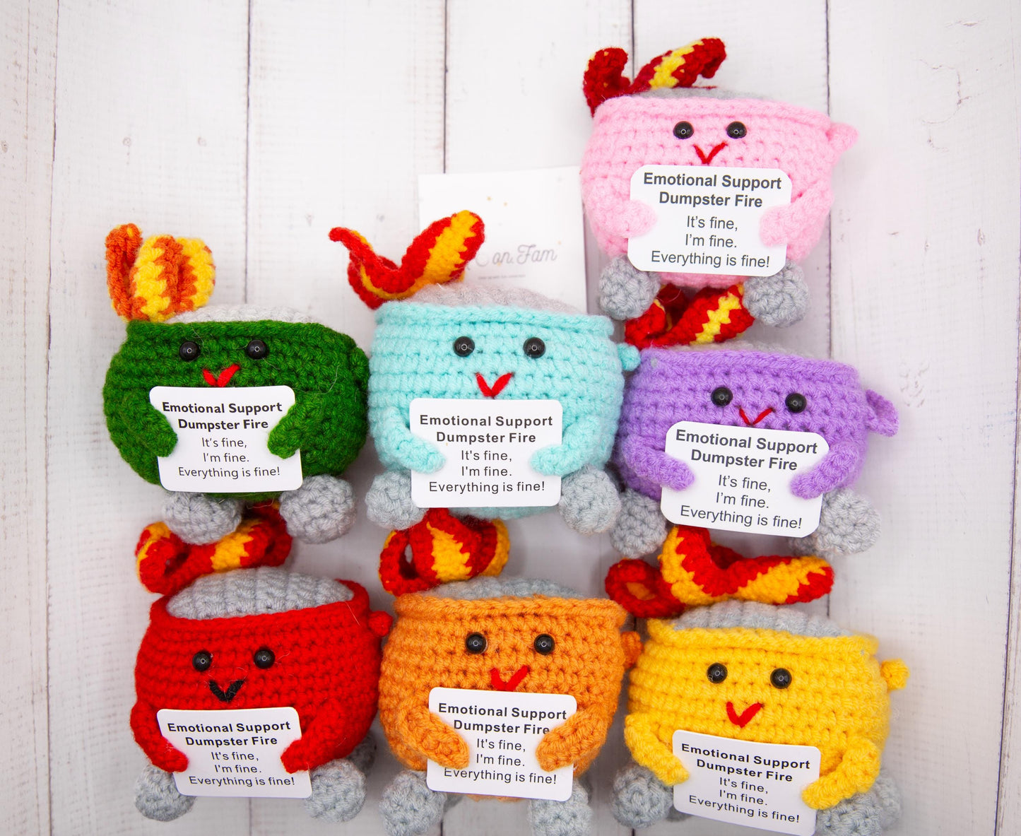 Emotional Support Dumpster Fire, Christmas Ornament, Stocking Stuffers, Crochet Dumpster Fire, Trashcan