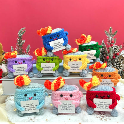 Emotional Support Dumpster Fire, Christmas Ornament, Stocking Stuffers, Crochet Dumpster Fire, Trashcan