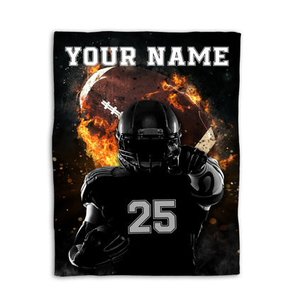 Personalized Name And Number American Football Player Blanket Gift For Football Fan