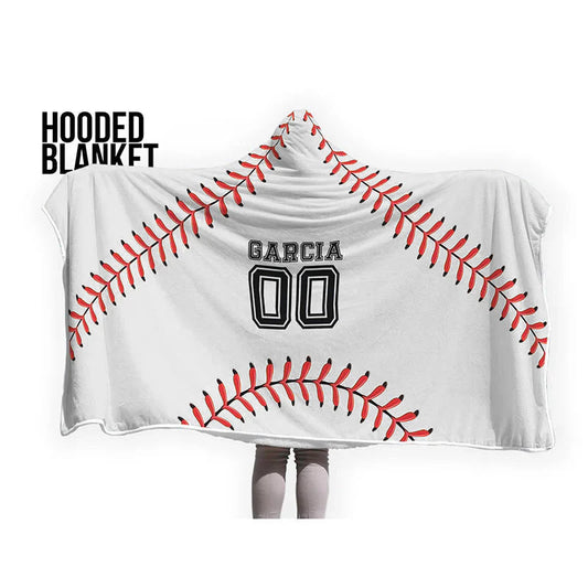 Personalized Baseball Hooded Blanket, Add Your Name and Number