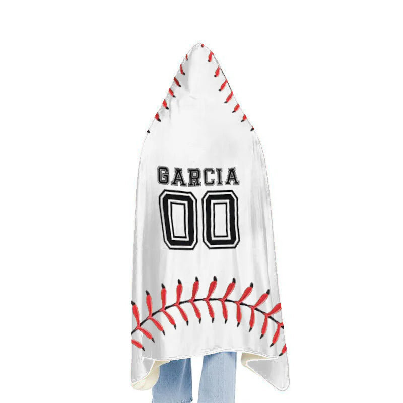 Personalized Baseball Hooded Blanket, Add Your Name and Number