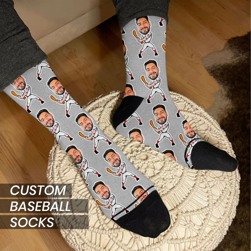 Baseball Gift Custom Face Socks