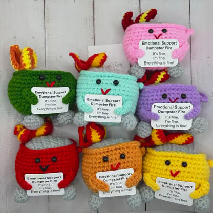 Emotional Support Dumpster Fire, Christmas Ornament, Stocking Stuffers, Crochet Dumpster Fire, Trashcan