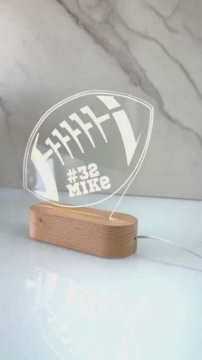 Personalized American Football Night Light - Custom LED Lamp for Players, Perfect Gift for Rugby  Fans, Unique Sports Decor