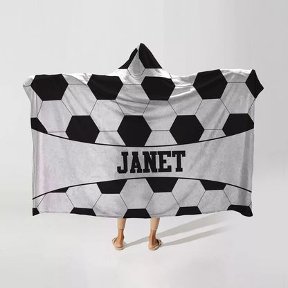 Hooded Sherpa Fleece Blanket: Soccer Ball