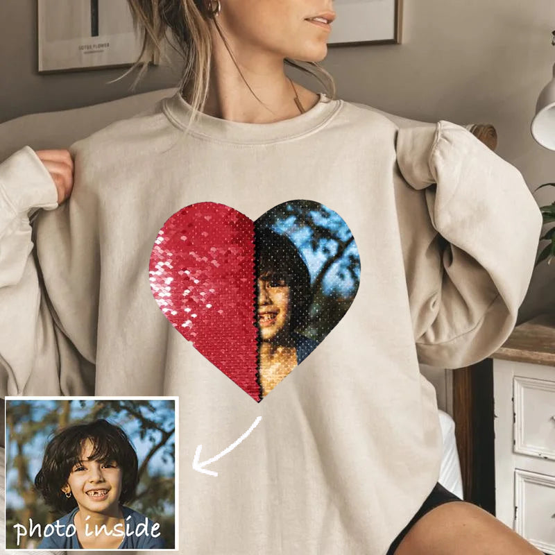 Custom Family Photo Flip Sequin Sweatshirt