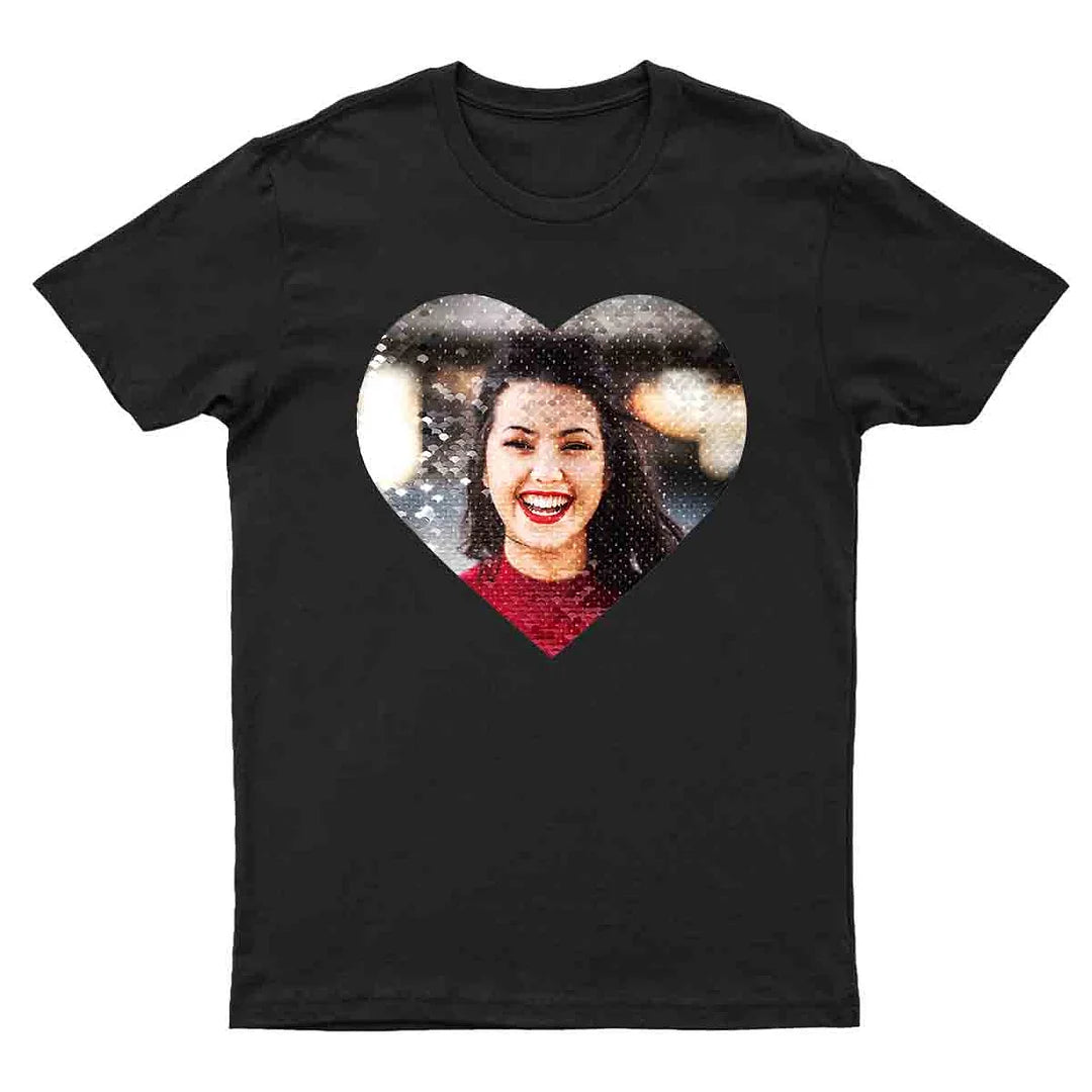 Custom Flip Sequin Shirt (Heart) Custom Photo Shirt Sweatshirt Hoodie