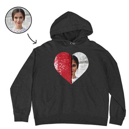 Custom Flip Sequin Hoodie(Heart)