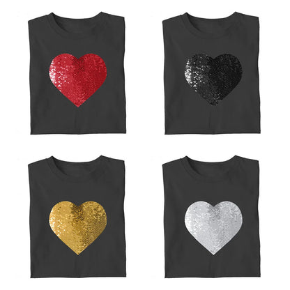 Custom Flip Sequin Shirt (Heart) Custom Photo Shirt Sweatshirt Hoodie